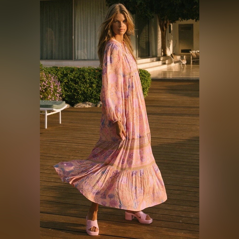 Spell Butterfly Boho Pink and Purple Maxi Dress in Musk - Picture 1 of 8